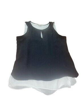 ECRU Women's Size Medium? Silk Blend Black White Layered Blouse READ DESCRIPTION